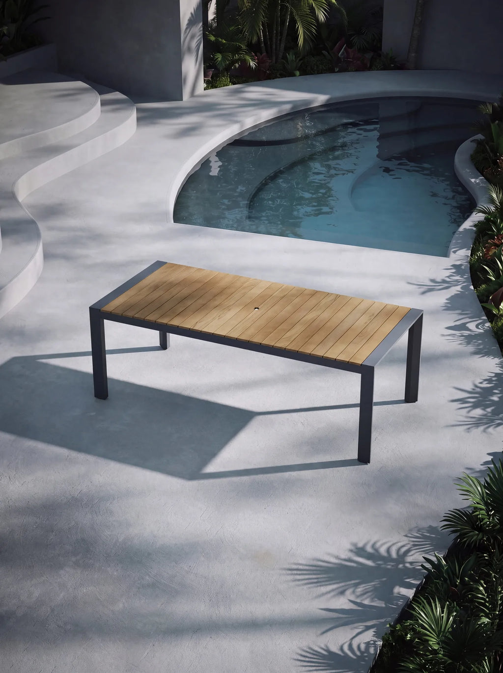 Monaco Teak Aluminum Dining Table 86"