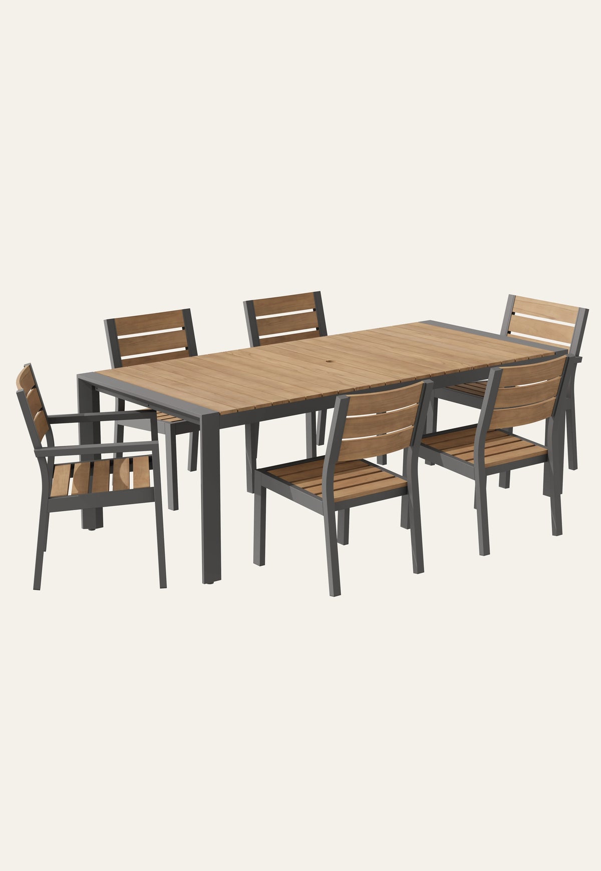 Monaco Teak Aluminum Dining Table 86"
